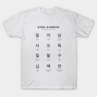 Sino Korean Number Chart, Hangul Language Chart, White T-Shirt